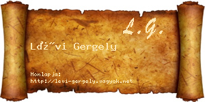 Lévi Gergely névjegykártya